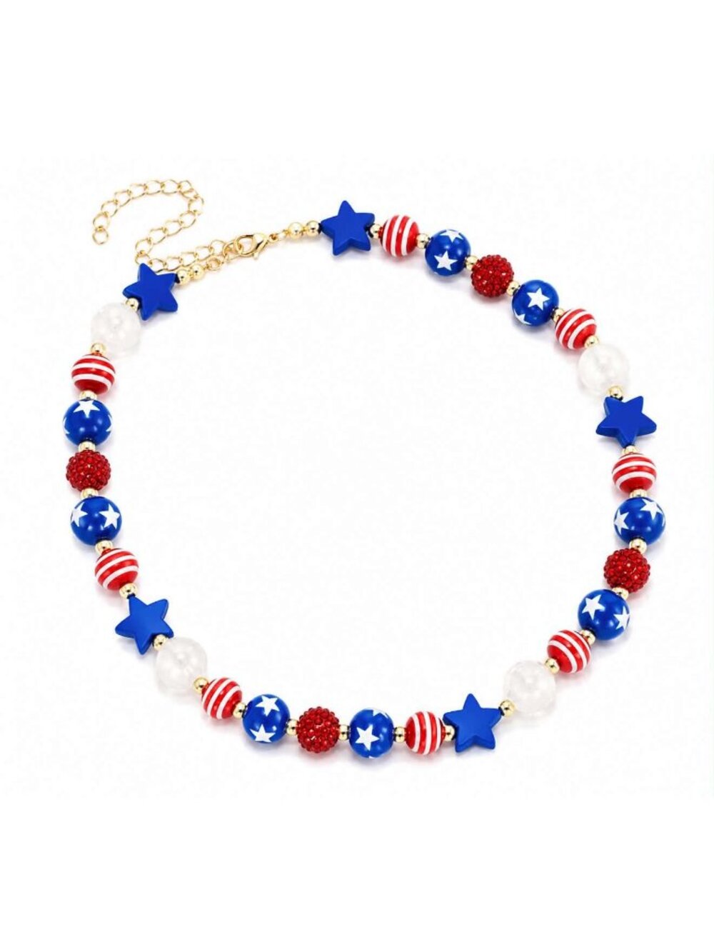 Patriotic Stars & Stripes Beaded Necklace
